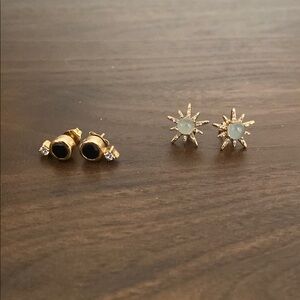 Gold and Black Stud Earrings